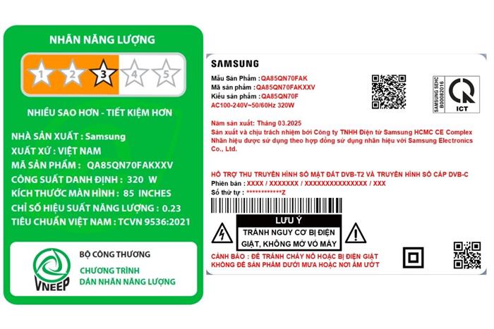 Smart Tivi Neo QLED Samsung AI 4K 85 Inch QA85QN70F